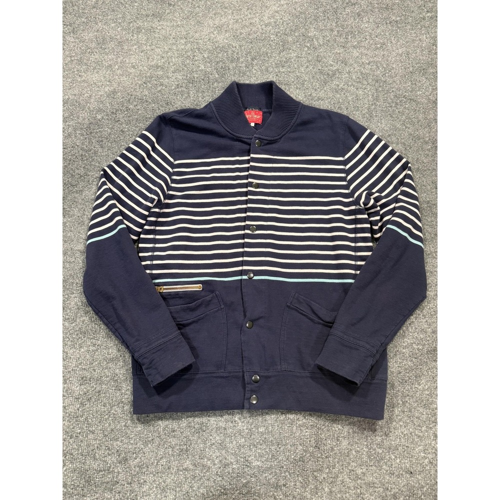 Paul Smith Sweater Mens Large Blue Striped Snap Cardigan Pockets Cotton